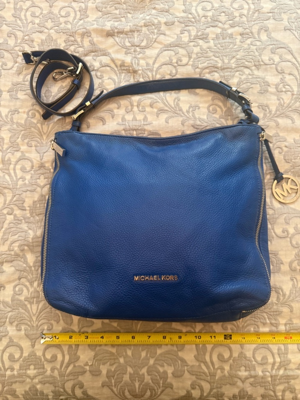 Michael Kors Royal Blue Pebbled Leather Shoulder Bag - Picture 2 of 7